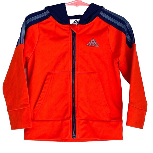 Adidas Kids Orange Hooded Jacket 2T Zip-Up - Picture 1 of 7